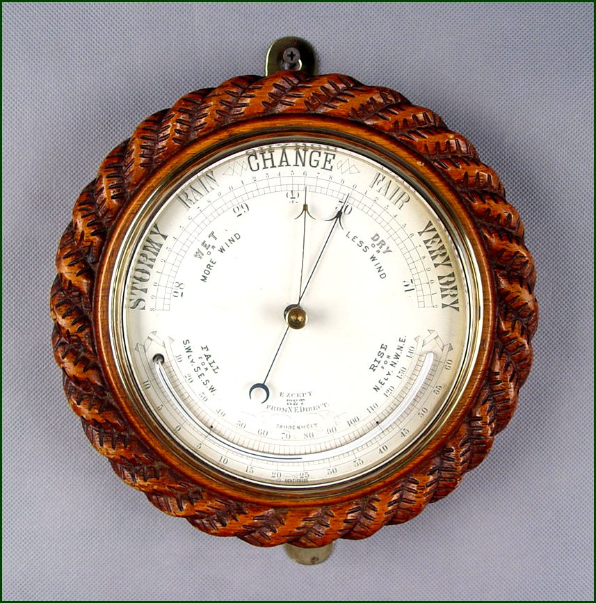 Oak Rope Carved English Aneroid Barometer – The Weather Store