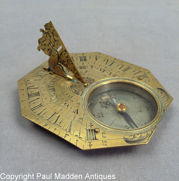 18th C. Brass Butterfield Sundial by Menant, Paris