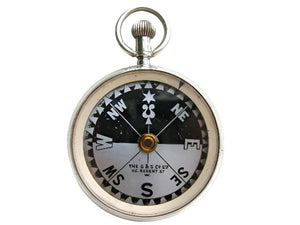 19th C. Edwardian Sterling Silver Pocket Compass By Francis Barker & Son