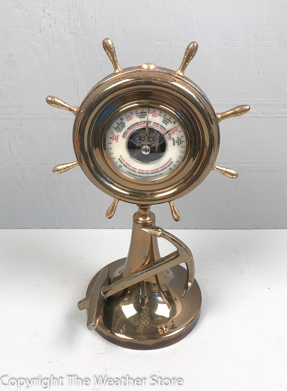 Antique Frank Watrous Ship's Wheel Barometer