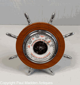 Antique Frank Watrous Ship Wheel Barometer