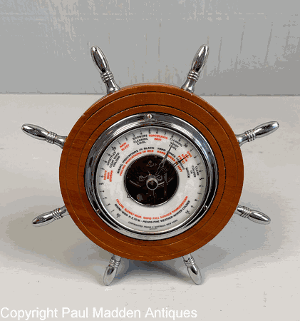 Antique Frank Watrous Ship Wheel Barometer