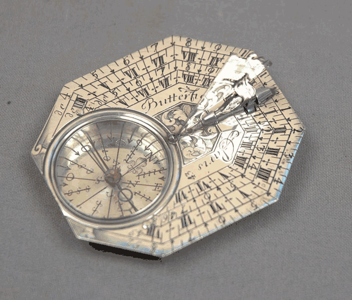 Antique French Silver Sundial Butterfied, Paris circa 1700 – The