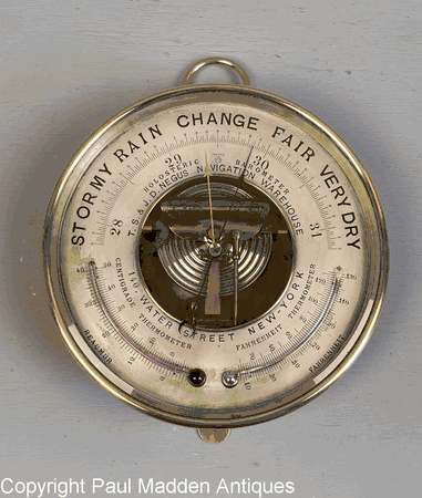 Antique Naudet PNHB Holosteric Barometer, Negus N.Y.