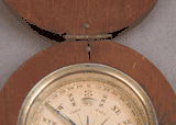 Antique Wood Case Pocket Compass with Eye