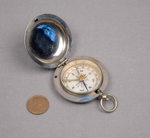 Vintage Nickel Plated Brass Pocket Compass
